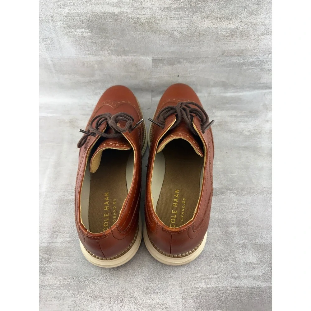 Cole Haan Grand OS Men Sz 7M British Tan Leather Wingtip Oxford C24092